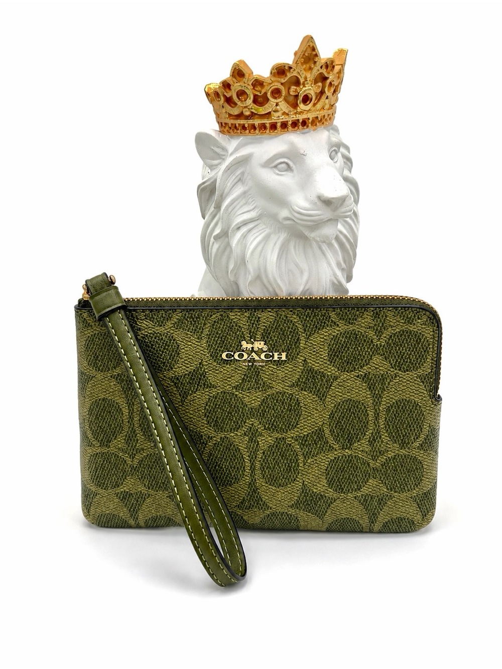 Coach Green Signature C Monogram Wristlet